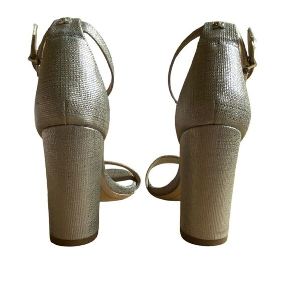 NEW Sam Edelman Yaro Block Heeled Open Toe Sandals Size 5 in Pewter Metallic - Picture 10 of 15